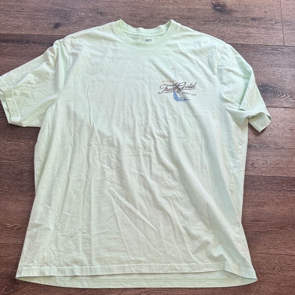 Izod lime‎ green tee, back hit 2X